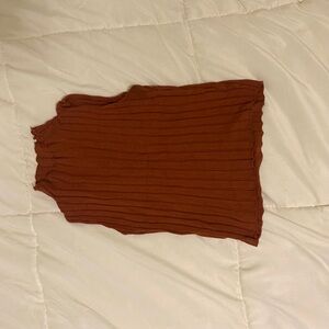 Rust Sleeveless Ribbed Top